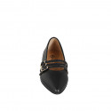 Bailarinas Mary Jane para mujer en piel negra con tiras, tacón 1 - Tallas disponibles:  33, 34, 42, 43, 44, 45, 46