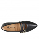 Ballerina Mary Jane da donna in pelle nera con cinturini tacco 1 - Misure disponibili: 33, 34, 42, 43, 44, 45, 46