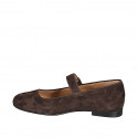 Ballerines Mary Jane pour femmes à bout rond en daim marron foncé talon 1 - Pointures disponibles:  33, 34, 42, 43, 44, 45, 46