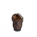 Ballerina Mary Jane da donna con punta tonda in camoscio testa di moro tacco 1 - Misure disponibili: 33, 34, 42, 43, 44, 45, 46