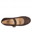 Ballerina Mary Jane da donna con punta tonda in camoscio testa di moro tacco 1 - Misure disponibili: 33, 34, 42, 43, 44, 45, 46