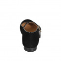 Woman's round-toe Mary Jane ballerina flats in black suede heel 1 - Available sizes:  33, 34, 42, 43, 44, 45, 46