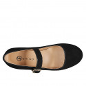 Bailarinas Mary Jane para mujer con punta redonda en gamuza negra, tacón 1 - Tallas disponibles:  33, 34, 42, 43, 44, 45, 46