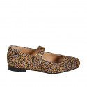 Woman's round-toe Mary Jane ballerina flats in spotted suede heel 1 - Available sizes:  33, 34, 42, 43, 44, 45, 46