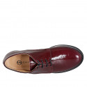 Zapatos Derby para mujer con cordones en charol granate tacòn 2 - Tallas disponibles:  33, 34, 42, 43, 44, 45, 46