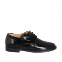 Scarpa stringata derby da donna in vernice nera tacco 2 - Misure disponibili: 33, 34, 42, 43, 44, 45, 46