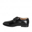 Scarpa stringata derby da donna in vernice nera tacco 2 - Misure disponibili: 33, 34, 42, 43, 44, 45, 46