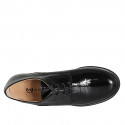 Woman's Derby lace-up shoe in black patent leather heel 2 - Available sizes:  33, 34, 42, 43, 44, 45, 46
