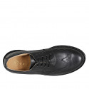 Woman's Derby lace-up shoes with brogue in black leather heel 5 - Available sizes:  32, 33, 34, 42, 43, 44, 45, 46