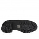 Woman's loafer in black and spotted suede and heel 5 - Available sizes:  32, 33, 34, 42, 43, 44, 45, 46