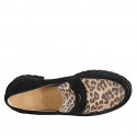 Woman's loafer in black and spotted suede and heel 5 - Available sizes:  32, 33, 34, 42, 43, 44, 45, 46