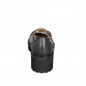 Escarpin Mary Jane pour femmes avec bout fleuri en cuir noir et daim imprimé talon 5 - Pointures disponibles:  34, 42, 43, 44, 45, 46