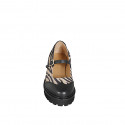 Décolleté Mary Jane da donna con puntale a coda di rondine in pelle nera e camoscio stampato tacco 5 - Misure disponibili: 34, 42, 43, 44, 45, 46