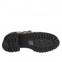 Zapato de salón Mary Jane para mujer con puntera de ala en piel negra y gamuza estampada tacon 5 - Tallas disponibles:  34, 42, 43, 44, 45, 46