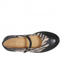 Décolleté Mary Jane da donna con puntale a coda di rondine in pelle nera e camoscio stampato tacco 5 - Misure disponibili: 34, 42, 43, 44, 45, 46