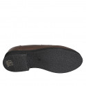 Mocasín estilo college para mujer en piel marrón con tacón 3 - Tallas disponibles:  33, 34, 42, 43, 44, 45, 46