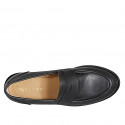Mocasín estilo college para mujer en piel negra con tacón 3 - Tallas disponibles:  32, 33, 34, 42, 43, 44, 45, 46