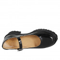 Zapato de salón Mary Jane para mujer en charol negro con tacón 5 - Tallas disponibles:  32, 33, 34, 42, 43, 44, 45, 46
