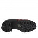 Mocassino da donna in pelle nera e bordeaux con frange, borchie e elastici laterali tacco 5 - Misure disponibili: 33, 34, 42, 43, 44, 45, 46
