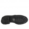 Mocasín para mujer en piel negra con flecos, tachuelas, elásticos laterales y tacón 5 - Tallas disponibles:  33, 34, 42, 43, 44, 45, 46