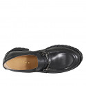 Mocassin pour femmes en cuir noir avec accessoire et talon 5 - Pointures disponibles:  33, 34, 42, 43, 44, 45, 46