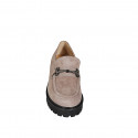 Mocassino da donna in camoscio taupe con accessorio tacco 5 - Misure disponibili: 32, 33, 34, 42, 43, 44, 45, 46