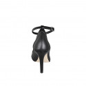 Décolleté a punta da donna con cinturino alla caviglia in pelle nera e inserti di vernice nera tacco 9 - Misure disponibili: 32, 33, 34, 35, 42, 43, 44, 45