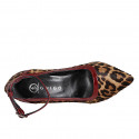 Décolleté a punta da donna con cinturino alla caviglia in pelle con pelo stampa maculato e inserti di vernice bordeaux tacco 9 - Misure disponibili: 32, 33, 34, 35, 42, 43, 44, 45