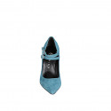 Zapatos de salón Mary Jane para mujer con punta y tiras en piel azul claro tacon 9 - Tallas disponibles:  32, 33, 34, 35, 42, 43, 44, 45