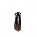 Décolleté a punta da donna con cinturino a T in pelle testa di moro tacco 7 - Misure disponibili: 31, 32, 33, 34, 35, 42, 43, 44, 45