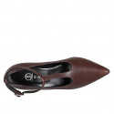 Décolleté a punta da donna con cinturino a T in pelle testa di moro tacco 7 - Misure disponibili: 31, 32, 33, 34, 35, 42, 43, 44, 45