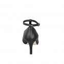 Escarpin pour femmes à bout pointu avec bride en T en cuir noir talon 7 - Pointures disponibles:  31, 32, 33, 34, 35, 42, 43, 44, 45