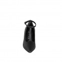 Décolleté a punta da donna con cinturino a T in pelle nera tacco 7 - Misure disponibili: 31, 32, 33, 34, 35, 42, 43, 44, 45