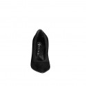 Escarpin pour femmes à bout pointu avec finitions élastiquées noires en daim et cuir noir talon 7 - Pointures disponibles:  31, 32, 33, 34, 35, 42, 43, 44, 45