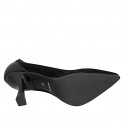 Décolleté a punta da donna con profili in elastico nero in camoscio e pelle nera tacco 7 - Misure disponibili: 31, 32, 33, 34, 35, 42, 43, 44, 45