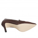Woman's pointed-toe loafer in dark brown leather heel 7 - Available sizes:  32, 33, 34, 35, 42, 43, 44, 45