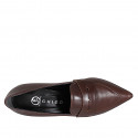 Woman's pointed-toe loafer in dark brown leather heel 7 - Available sizes:  32, 33, 34, 35, 42, 43, 44, 45