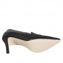 Woman's pointed-toe loafer in black leather heel 7 - Available sizes:  32, 33, 34, 35, 42, 43, 44, 45