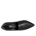 Woman's pointed-toe loafer in black leather heel 7 - Available sizes:  32, 33, 34, 35, 42, 43, 44, 45