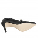 Décolleté a punta Mary Jane da donna con cinturini in pelle nera tacco 7 - Misure disponibili: 32, 33, 34, 35, 42, 43, 44, 45