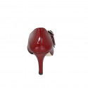 Woman's pointed-toe Mary Jane pump with straps in maroon patent leather heel 7 - Available sizes:  32, 33, 34, 42, 43, 44, 45