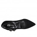 Escarpin pour femmes Mary Jane à bout pointu avec brides en daim noir talon 9 - Pointures disponibles:  32, 33, 34, 35, 42, 43, 44, 45