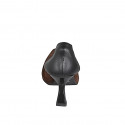 Décolleté a punta da donna con profili in elastico nero in camoscio testa di moro e pelle nera tacco 7 - Misure disponibili: 31, 32, 33, 34, 35, 42, 43, 44, 45