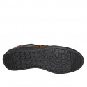 Sneakers basses à lacets pour femmes en cuir avec fourrure tacheté et cuir noir, semelle amovible et talon compensé 3 - Pointures disponibles:  42, 43, 44, 45, 46
