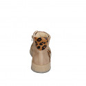 Sneaker alta da donna in nabuk cuoio e pelle con pelo stampa maculata con cerniera e plantare estraibile zeppa 4 - Misure disponibili: 42, 43, 44, 45, 46