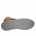 Sneaker alta da donna in nabuk cuoio e pelle con pelo stampa maculata con cerniera e plantare estraibile zeppa 4 - Misure disponibili: 42, 43, 44, 45, 46