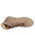 Sneakers montantes pour femmes en nubuck couleur cognac et fourrure tacheté, zip, semelle amovible et talon compensée 4 - Pointures disponibles:  42, 43, 44, 45, 46