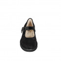 Mary Jane pour femmes à bout rond en daim et cuir verni noir avec talon 2 - Pointures disponibles:  33, 34, 42, 43, 46