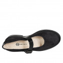 Mary Jane pour femmes à bout rond en daim et cuir verni noir avec talon 2 - Pointures disponibles:  33, 34, 42, 43, 46