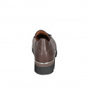 Woman's loafer in dark brown leather with tassel wedge 3 - Available sizes:  32